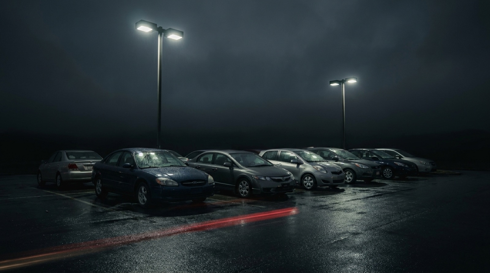 The Kaza Cars lot at night